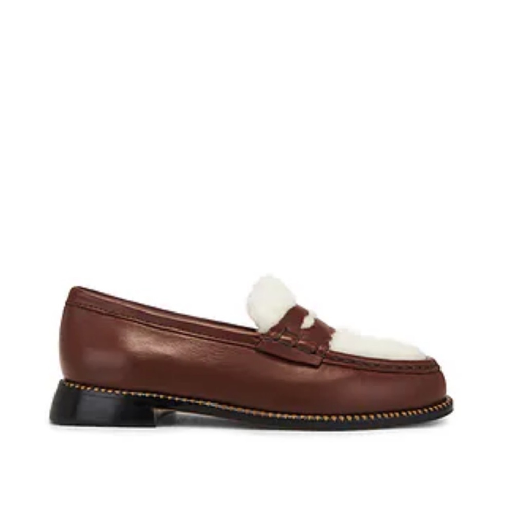 Freda Salvador Elba Loafer in Brown and Cream Sherpa NWT!!!!!
